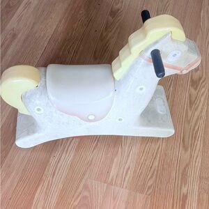 Children's Yellow & White Rocking Horse Ride-On Toy